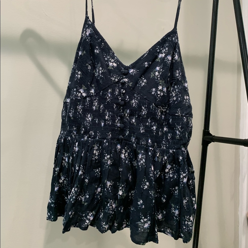 American Eagle Navy Floral Tank Top